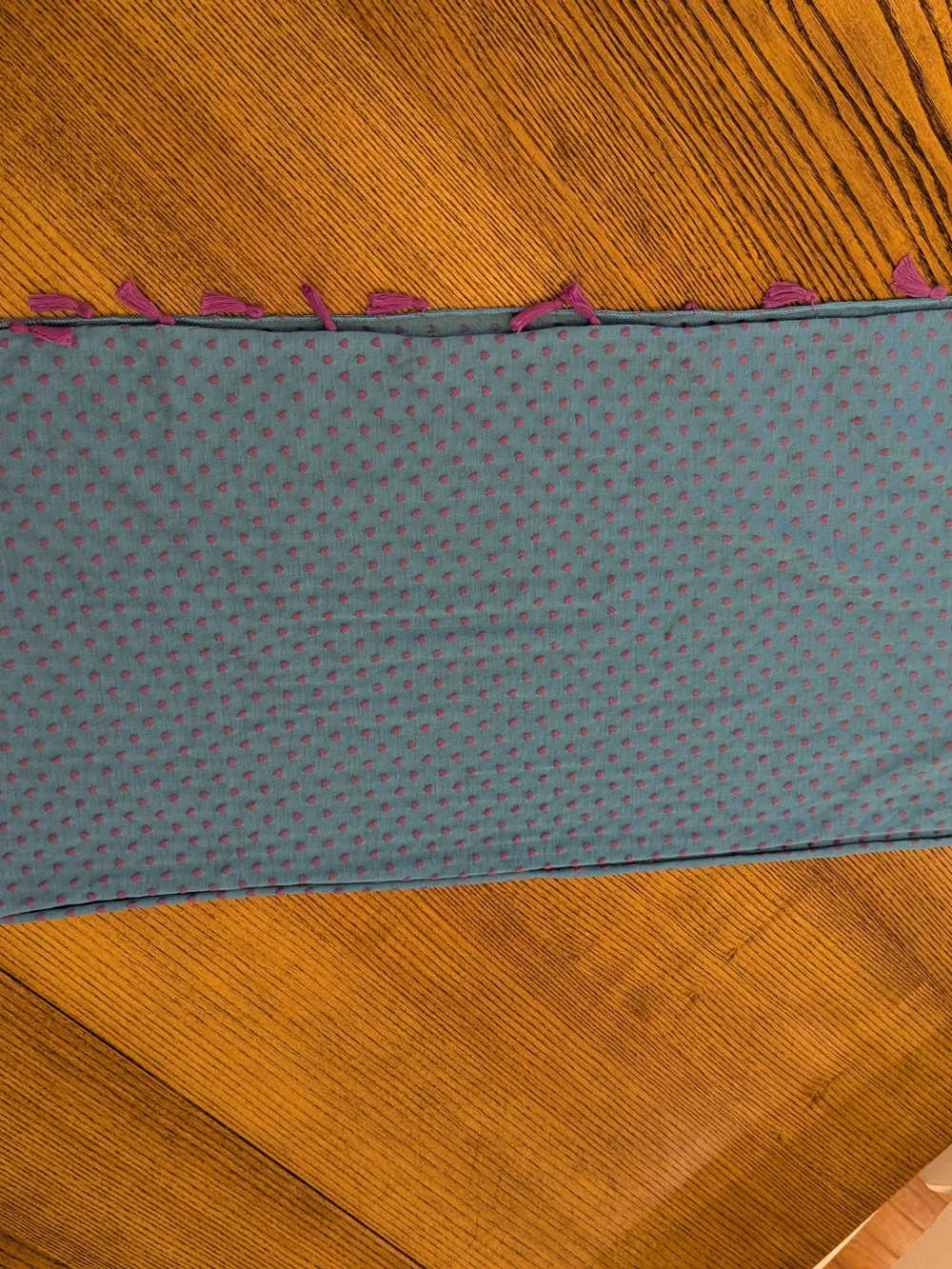 EUC Justice Girls Infinity Scarf Embroidered Heart Purple Blue Tassels